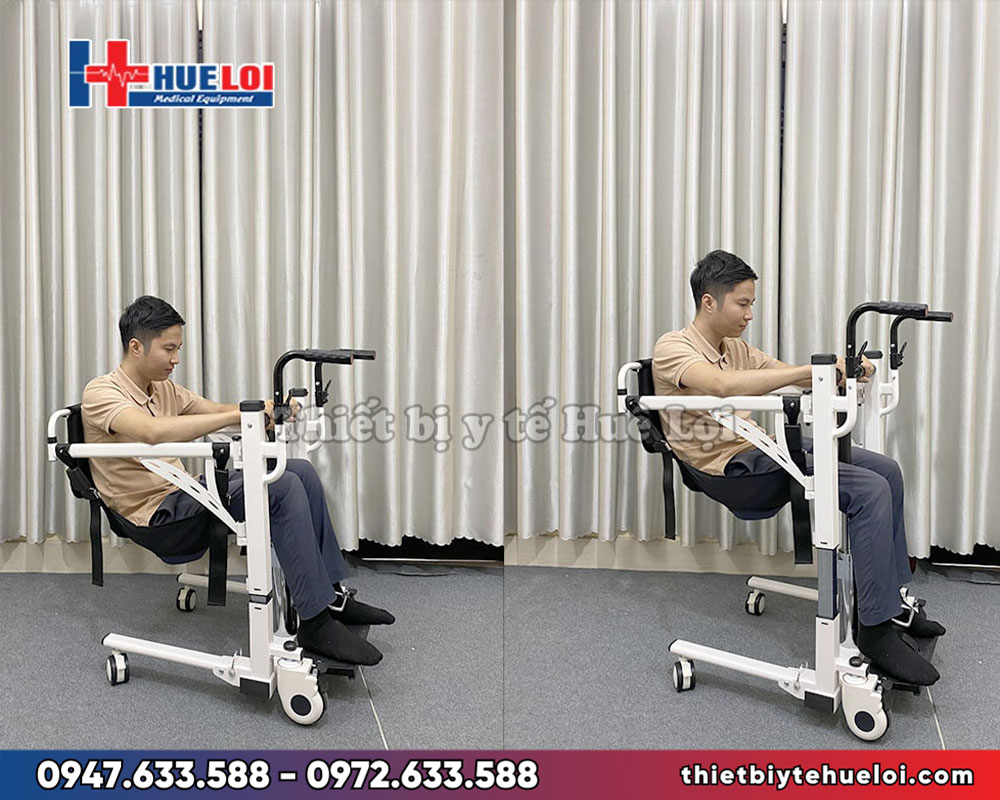 Xe lăn nâng hạ bệnh nhân bằng cơ